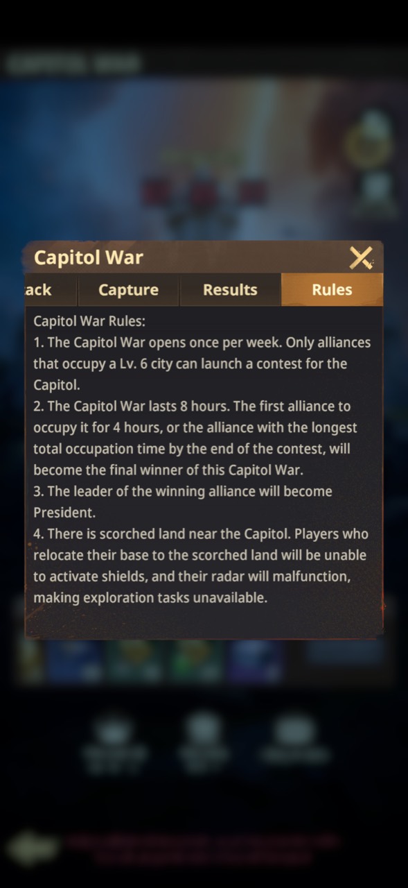 In-game Capitol War rules