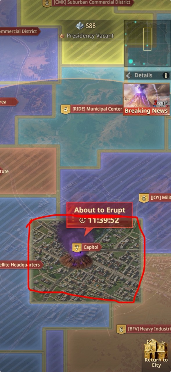 The Dark Zone square around the Capitol outlined in red