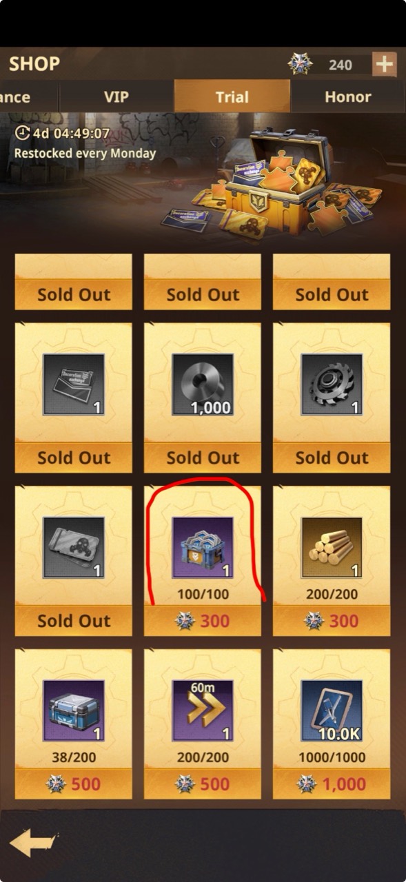 Hero EXP item costing 300 points in the Trial Shop
